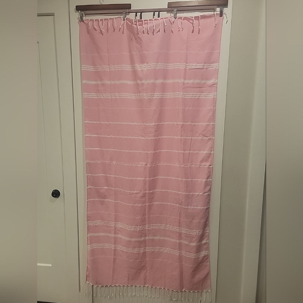 Cabanana Pink & White Striped Scarf/Wrap 39 X 71